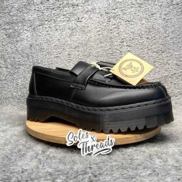Dr. Martens Vegan Adrian Quad Mono Loafers Sizes Men Black - Picture 2 of 7